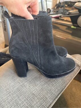Aldo Black Suede Block Heel Ankle Booties